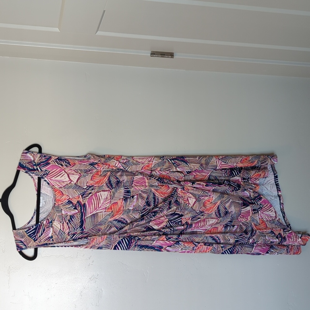 Avenue Pink Tropical‎ Beach Asymmetrical Midi Dress 18/20